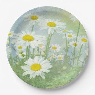 Summer Daisy Field Paper Plate