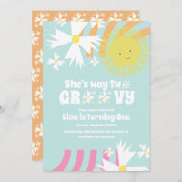 Summer Daisy Flower Retro Way Two Groovy Birthday