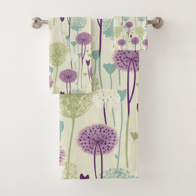 Summer Dandelion Design Bath Towel Set (Insitu)