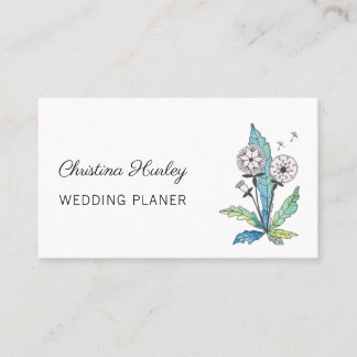 summer dandelion watercolor botanical flower business card