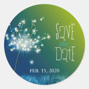 Summer Dandelion Wedding Save the Date Classic Round Sticker