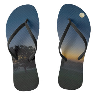 Summer Dawn With Moon Flip Flops