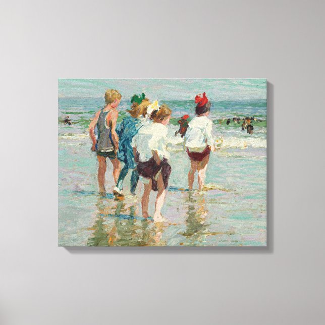 Summer Day at Brighton Beach (by E.H. Potthast) Canvas Print (Front)