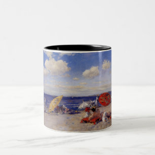 Summer Day at the Seaside (Beach Landscape) Two-Tone Coffee Mug