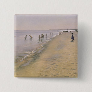 Summer Day at the South Beach of Skagen, 1884 15 Cm Square Badge