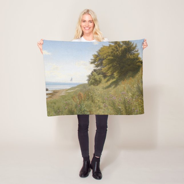 Summer Day by the Sea (by Ludvig Kabell) Fleece Blanket (In Situ)
