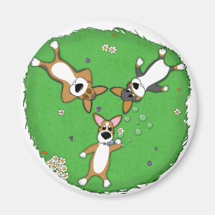 Summer Day Corgi Trio Magnet