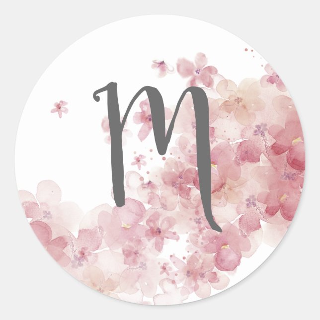 Summer Day Monogram Classic Round Sticker (Front)