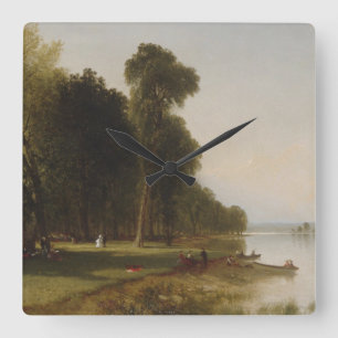 Summer Day on Conesus Lake Square Wall Clock