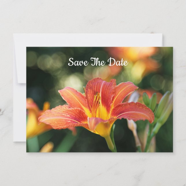 Summer Daylily Flat Save The Date Card (Front)