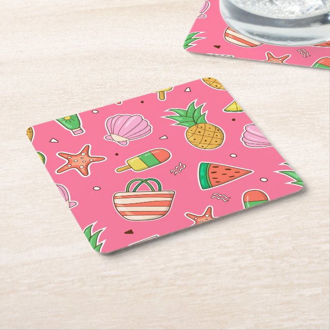 Summer Days Beach Paper Coaster (Angled)
