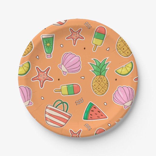 Summer Days Beach Paper Plate (Front)
