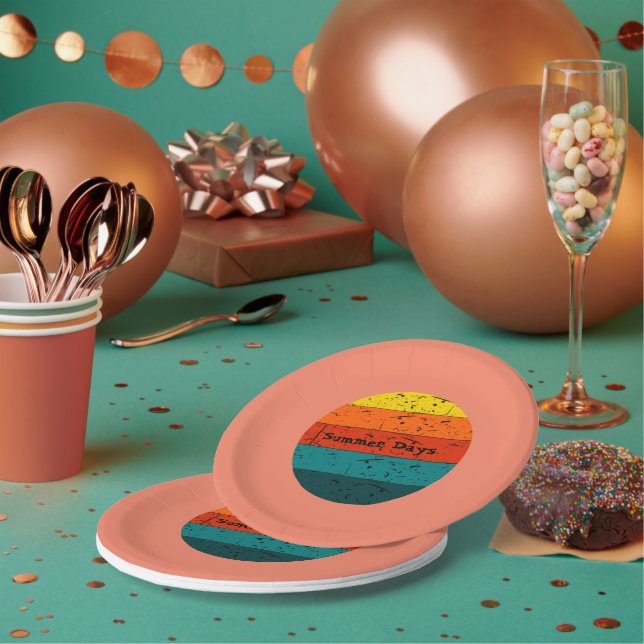 Summer Days Retro Sun Paper Plate (Multi)
