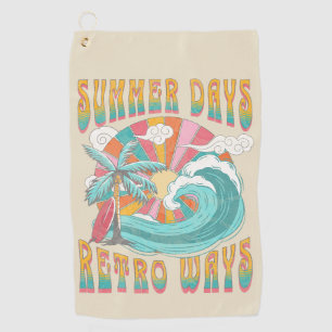 Summer days, retro ways text design golf towel