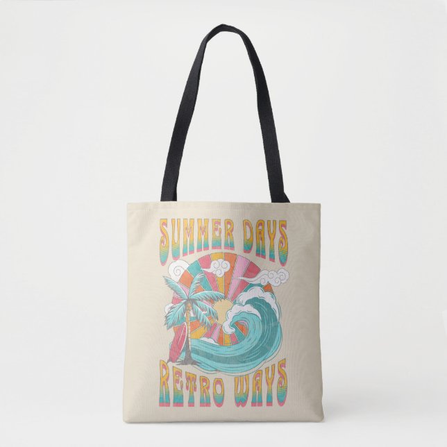 Summer days, retro ways text design tote bag (Front)