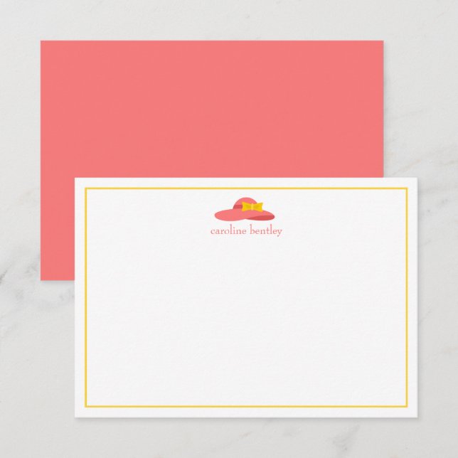Summer Derby Hat Personalised Note Cards (Front/Back)