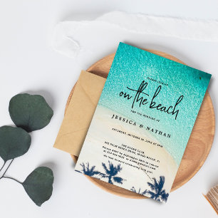 Summer Destination On The Sandy Palm Beach Wedding Invitation