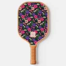 Summer Ditsy Floral Monogrammed Pickleball Paddle