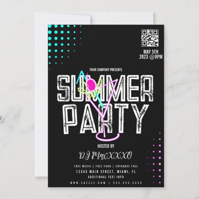 Summer DJ Event Cocktail Party Bar Club Flyer Invitation (Front)