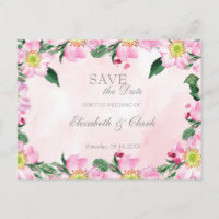 Summer Dog Roses Wedding Save the Date Invitation