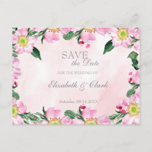 Summer Dog Roses Wedding Save the Date Invitation