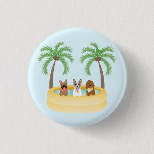 Summer Dogs Swimming Pool 3 Cm Round Badge