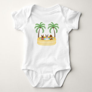 Summer Dogs Swimming Pool Baby Bodysuit