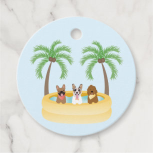 Summer Dogs Swimming Pool Favour Tags
