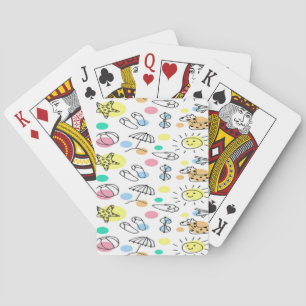 Summer doodle drawings playing cards