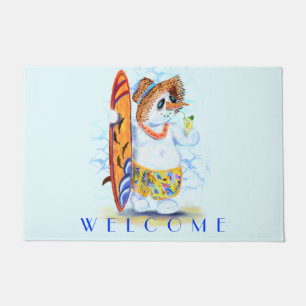Summer Doormat Snowman Surfer - Fun