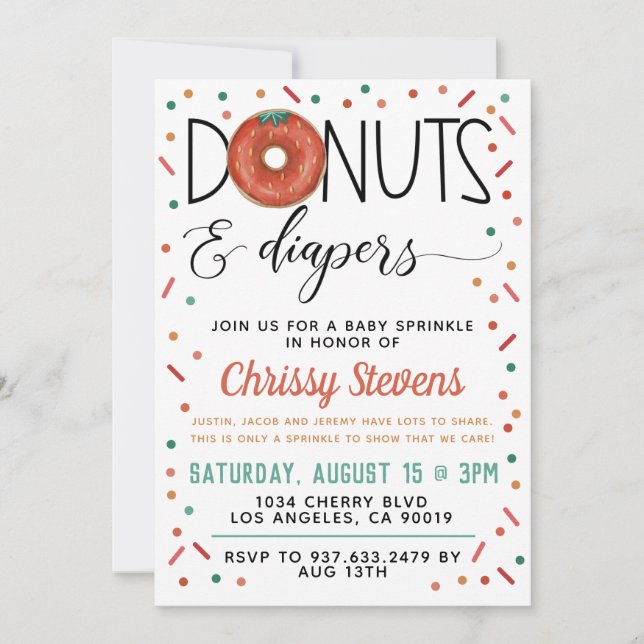 Summer Doughnut Baby Sprinkle Shower Invitation (Front)