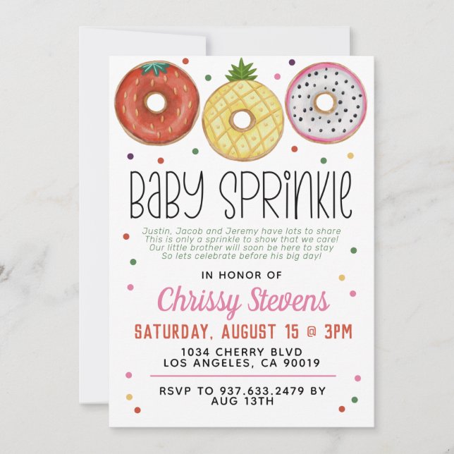 Summer Doughnut Baby Sprinkle Shower Invitation (Front)