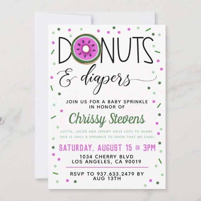 Summer Doughnut Baby Sprinkle Shower Invitation (Front)