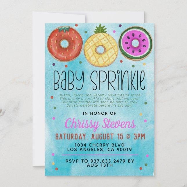 Summer Doughnut Baby Sprinkle Shower Invitation (Front)