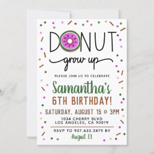 Summer Doughnut Grow Up Birthday Invitation