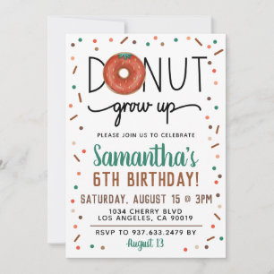 Summer Doughnut Grow Up Birthday Invitation