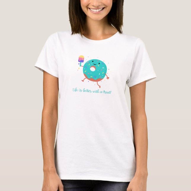 Summer Doughnut & Popsicle Sweet Treats Cute  T-Shirt (Front)