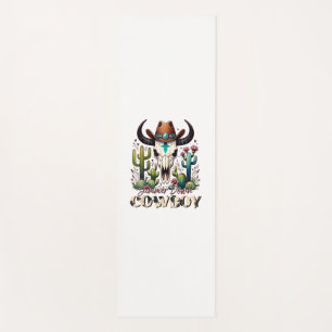 Summer down Cowboy Cow Skull western cactus Yoga Mat