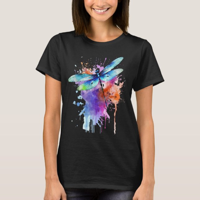 Summer Dragonfly Funny Cute Animal Graphic T-Shirt (Front)