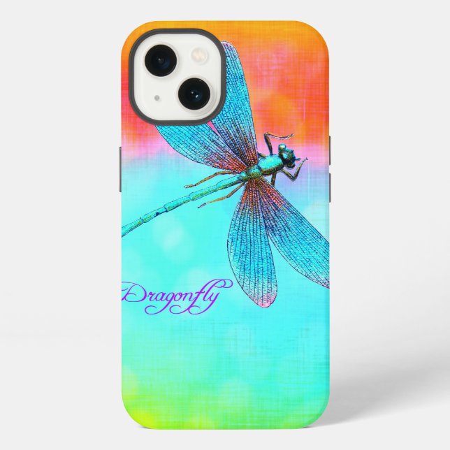 Summer Dragonfly Rainbow Bright Decorative iPhone Case (Back)