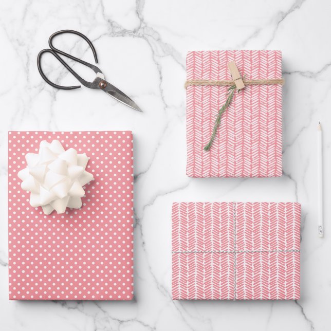 Summer Dusty Rose Blush Pink Stripes Wrapping Paper Sheet (Front)