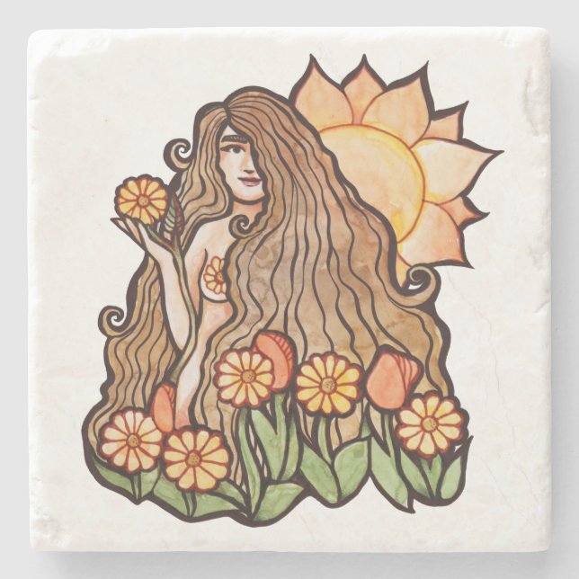 Summer Earth Goddess                               Stone Coaster (Front)