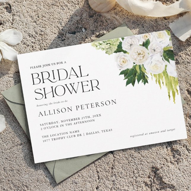 Summer Elegant Greenery Floral Bridal Shower Invitation (Creator Uploaded)