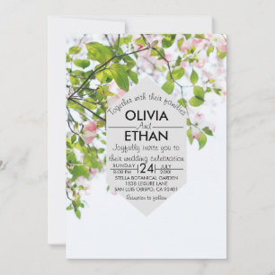Summer elegant greenery photo Wedding Invitation