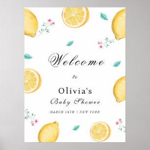 Summer Elegant Lemon Citrus Baby Shower Welcome  Poster