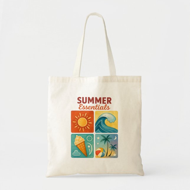  Summer Essentials Tote — Retro Beach Vibes Bag (Front)