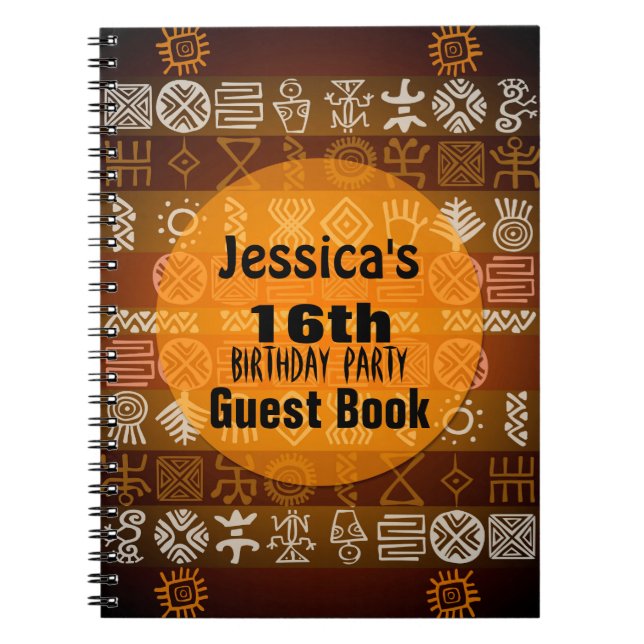 Summer Ethnic 16th Birthday Party Guest Book (Front)