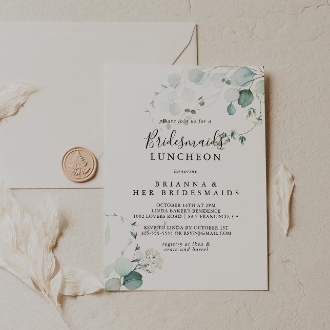 Summer Eucalyptus Bridesmaids Luncheon Shower Invitation (Creator Uploaded)