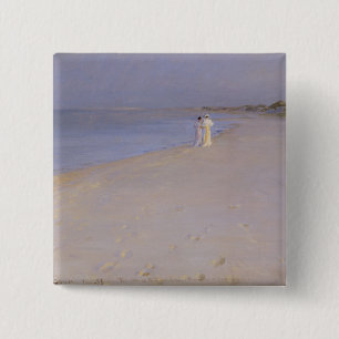Summer evening at the South Beach, Skagen, 1893 15 Cm Square Badge