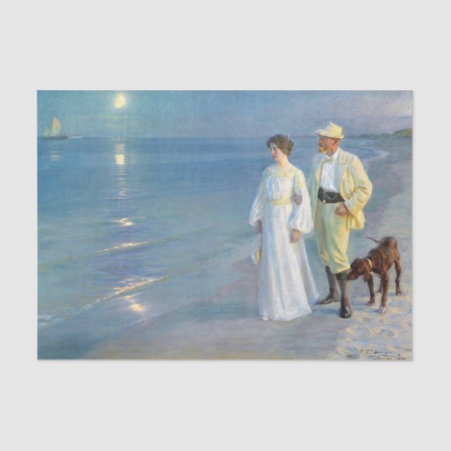 Summer evening on the beach at Skagen, P.S. Kroyer Tissue Paper (Front)